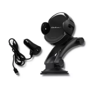 Qoltec PRO langaton autolaturi IR-pidikkeellä 15W QC 3.0 USB Type-C musta