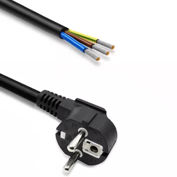 Qoltec virtakaapeli kulmikas SCHUKO CEE 7/7 (E/F) kupari kuorittu tinattu 3x1.50 mm² 5m musta