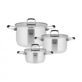 TEESA COOK PRIME 6-osainen kattilasarja, ruostumatonta terästä, induktiokelpoinen