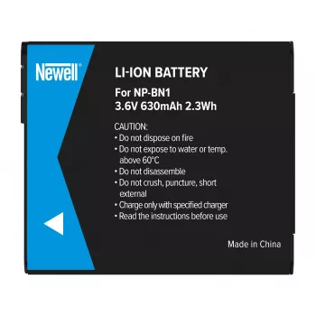Newell vara-akku NP-BN1 Sony-kameroille, 630mAh, 3,7V, Li-Ion, musta