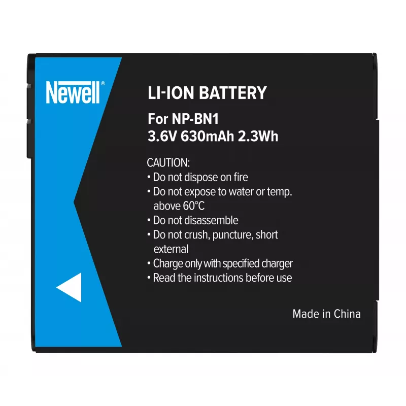 Newell vara-akku NP-BN1 Sony-kameroille, 630mAh, 3,7V, Li-Ion, musta