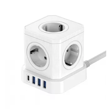 Newell GaN Power Cube 9w1 valkoinen jatkojohto USB-laturilla