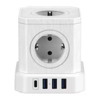 Newell GaN Power Cube 9w1 valkoinen jatkojohto USB-laturilla