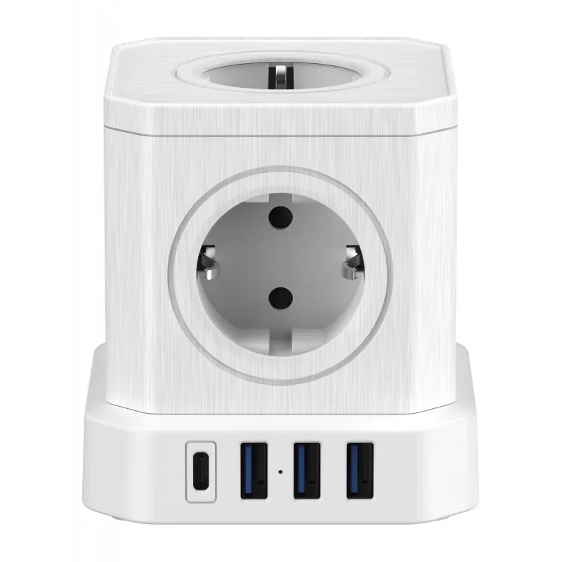 Newell GaN Power Cube 9w1 valkoinen jatkojohto USB-laturilla