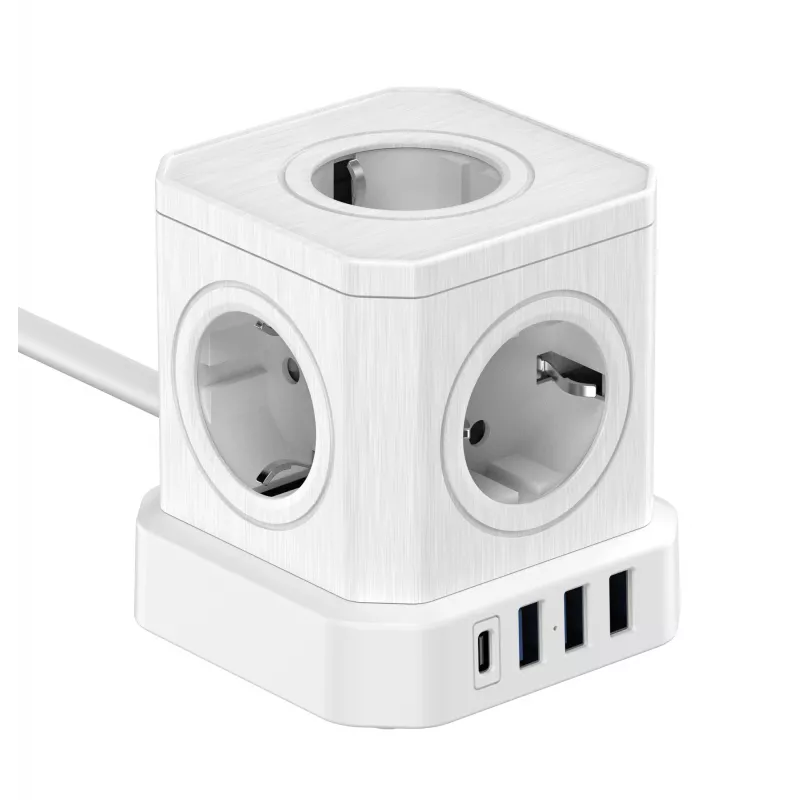 Newell GaN Power Cube 9w1 valkoinen jatkojohto USB-laturilla