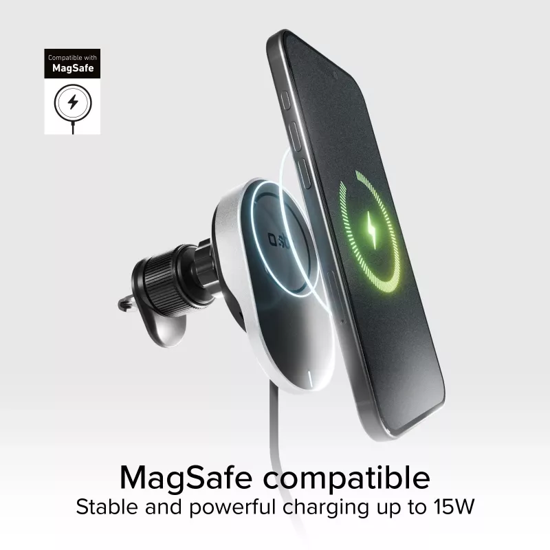 SBS MagSafe magneettinen 15W sisäänvedettävä kaapelilaturi - musta