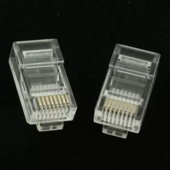 Gembird LC-8P8C-001/50 RJ45 Cat5e liitin 8P8C 30µ kultapinnoite 50 kpl:n pakkaus läpinäkyvä
