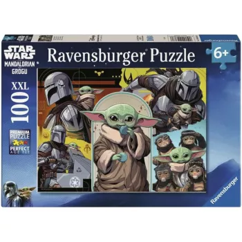 Ravensburger lasten palapeli Star Wars - Mandalorialainen & Grogu (100 palaa)