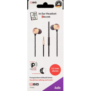 2GO 795962 johdollinen in-ear-headset mikrofonilla – kulta