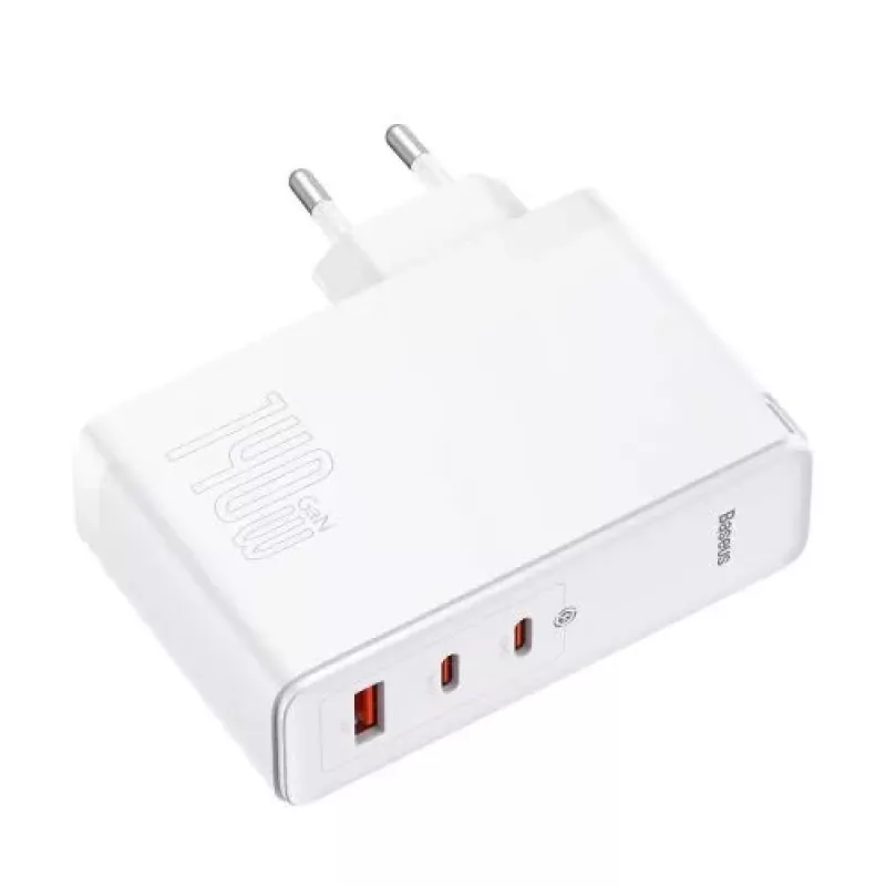 Baseus Travel Charger GaN5 Pro pikaseinälaturi, C+C+U, 140 W, valkoinen, EU-pistoke (CCGP100202)