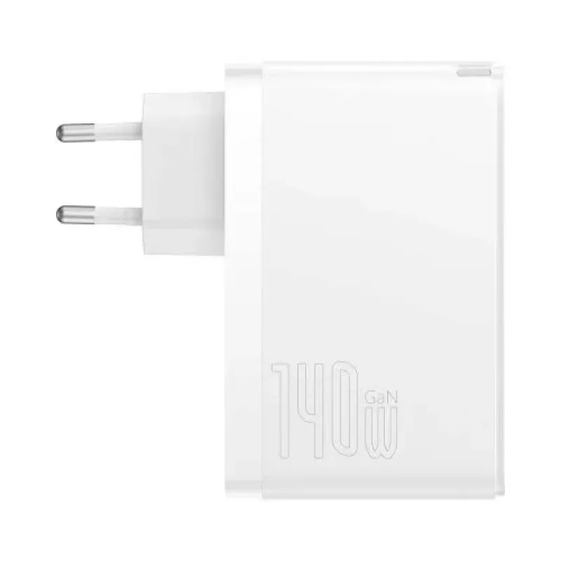 Baseus Travel Charger GaN5 Pro pikaseinälaturi, C+C+U, 140 W, valkoinen, EU-pistoke (CCGP100202)