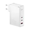 Baseus Travel Charger GaN5 Pro pikaseinälaturi, C+C+U, 140 W, valkoinen, EU-pistoke (CCGP100202)