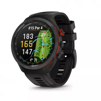 Garmin Approach S70 47mm golf-GPS-älykello – musta/punainen keraaminen kehä ja musta silikoniranneke