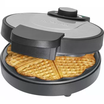 Bomann WA 1365 CB vohvelirauta 1000 W sydänmuoto tarttumaton musta/ruostumaton teräs