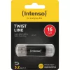 INTENSO Twist Line 16 GB USB-muistitikku antrasiitti/läpinäkyvä USB-A 3.2 Gen 1 USB-C 3.2 Gen 1
