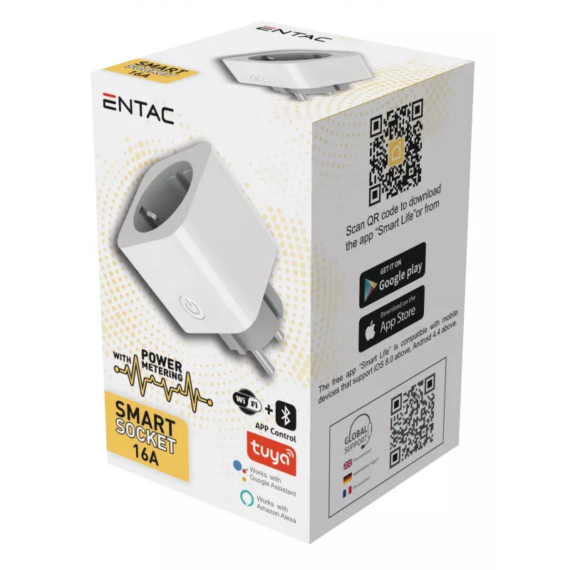 ENTAC WiFi-älypistoke energianseurannalla valkoinen