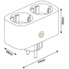 ENTAC Smart WiFi kaksoispistorasia-adapteri ES-DSA-WIBLE, valkoinen, 2 pistorasiaa, 3680 W
