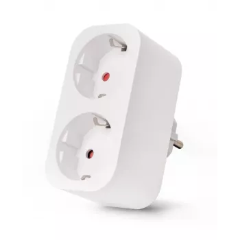 ENTAC Smart WiFi kaksoispistorasia-adapteri ES-DSA-WIBLE, valkoinen, 2 pistorasiaa, 3680 W