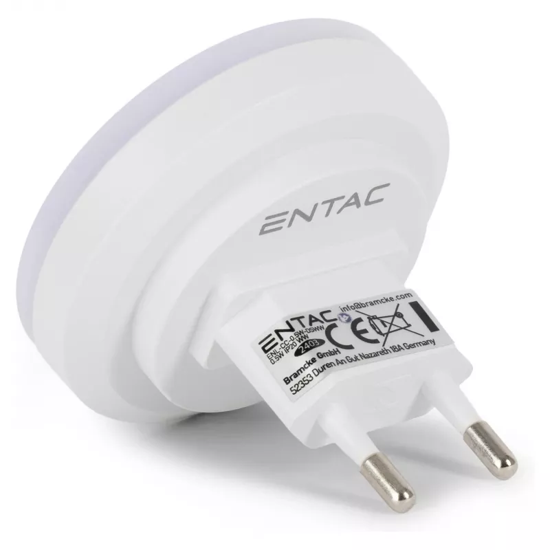 ENTAC LED yövalo 0,5W pyöreä lämminvalkoinen hämäräkytkimellä