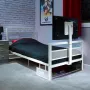 XROCKER peliyhden hengen sänky 90x190cm TV-telineellä metalli valkoinen