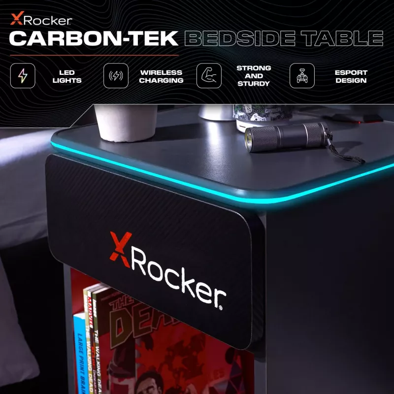 X Rocker -peliyöpöytä RGB LED-valaistuksella, harmaa/punainen