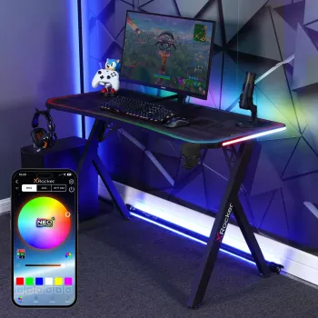X Rocker Lumio RGB -pelipöytä LED-valaistuksella ja hiirimattolla