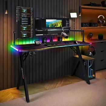 X Rocker Lumio XL RGB -pelipöytä RGB-valaistuksella ja hiirimattolla, 140 cm