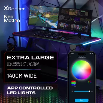 X Rocker Lumio XL RGB -pelipöytä RGB-valaistuksella ja hiirimattolla, 140 cm