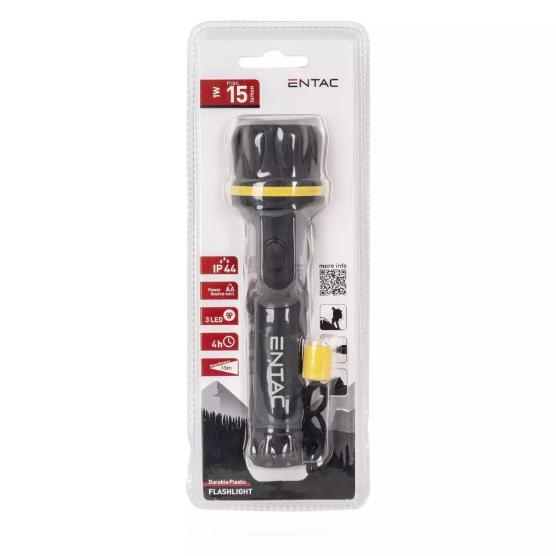 ENTAC EFL-2AA-PL LED-taskulamppu 2xAA ABS-muovi musta 30 lumenia