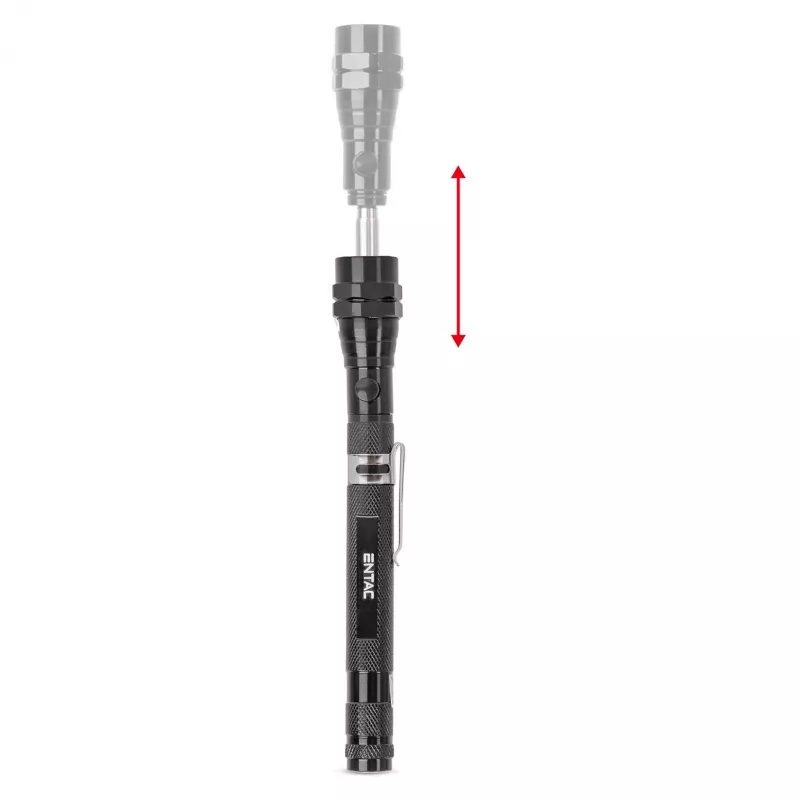 ENTAC EFL-1W-FLEX-ALU 1 W LED-taskulamppu teleskooppivarrellla, alumiini, musta