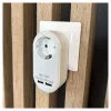 ENTAC pistorasia-adapteri 2x USB-A valkoinen