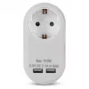 ENTAC pistorasia-adapteri 2x USB-A valkoinen
