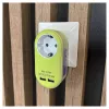 ENTAC pistorasia-adapteri 2x USB-A lime