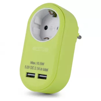ENTAC pistorasia-adapteri 2x USB-A lime