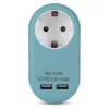 ENTAC pistorasia-adapteri 2x USB-A sininen