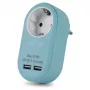 ENTAC pistorasia-adapteri 2x USB-A sininen