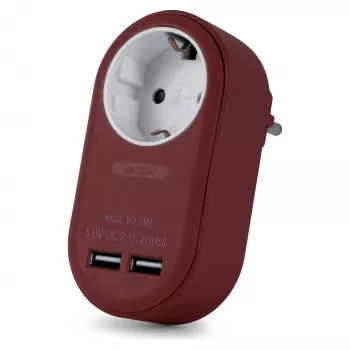 ENTAC seinäpistorasia-adapteri 2x USB-A viininpunainen