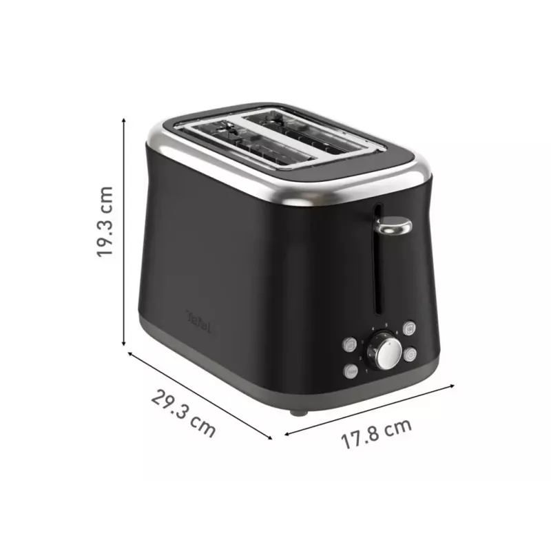 TEFAL Toaster TT7208E0 Collection Retro 850 W 2 paikkaa ruostumaton teräs musta
