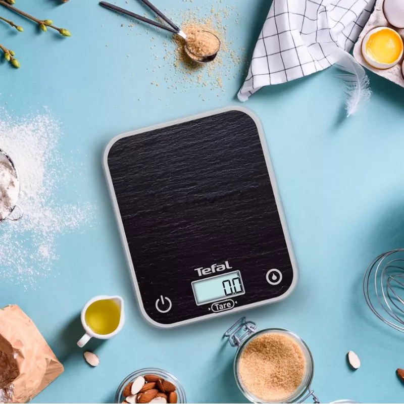 TEFAL keittiövaaka BC50D2V0 Optiss - digitaalinen LCD, 5 kg kapasiteetti, musta