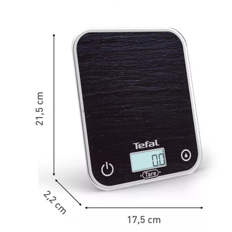 TEFAL keittiövaaka BC50D2V0 Optiss - digitaalinen LCD, 5 kg kapasiteetti, musta