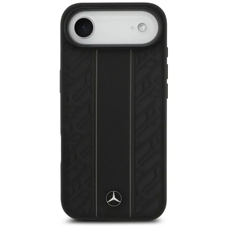 Mercedes-Benz nahkainen Laurel Leaves Stripes MagSafe-suojakuori iPhone Airille, musta