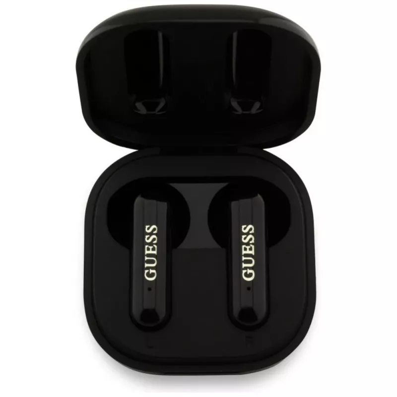 Guess 4G Metal Logo True Wireless Stereo Bluetooth-nappikuulokkeet latauskotelolla (musta)