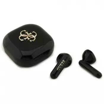 Guess 4G Metal Logo True Wireless Stereo Bluetooth-nappikuulokkeet latauskotelolla (musta)