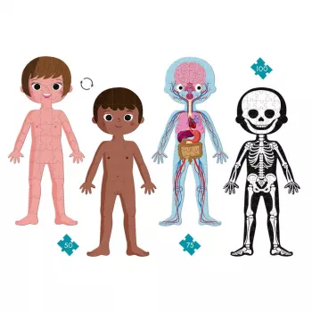 Janod Human Body 50, 75 ja 100 palan opetuksellinen palapelisarja