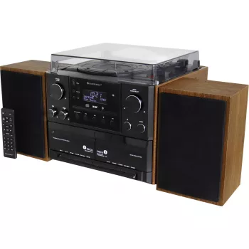 Soundmaster MCD5600BR stereojärjestelmä levysoittimella, DAB+, FM, Bluetooth, CD, kasetti, USB, 2 x 5 W, ruskea