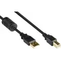 GoodConnections USB 2.0 -kaapeli USB Type-A - USB Type-B ferriittisydämellä, kullattu, musta, 5m (GC-M0083)