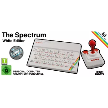 Retro Games The Spectrum White Edition - ZX Spectrum HD-konsoli, jossa joystick ja yli 40 esiasennettua peliä