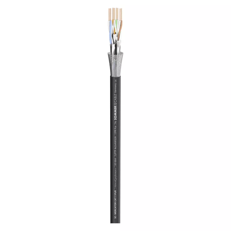 Sommer Cable SC-Mercator CAT.7 PUR verkkokaapeli, PUR, Ø 6,4 mm, musta, myydään metreittäin (581-0071)