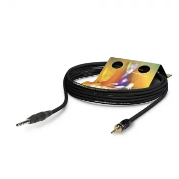 Sommer Cable Club Series MKII patch-/insert-kaapeli, 2 x 0,34 mm², 6,3 mm stereoklinkkipistoke 3,5 mm stereo-miniklinkkipistokkeeseen, HICON, musta, 0,25 m (CS63-0025-SW)