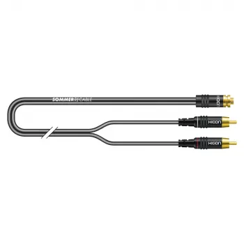 Sommer Cable SC-Onyx 2008 audio-adapterikaapeli, 2 x 1 x 0,08 mm², 2x RCA-pistoke 3,5 mm stereo-miniklinkkiliittimeen, HICON, musta, 5 m (O84W-0500-SW)